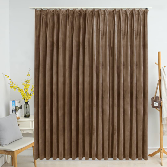 vidaXL Pimennysverho koukuilla sametti beige 290x245 cm