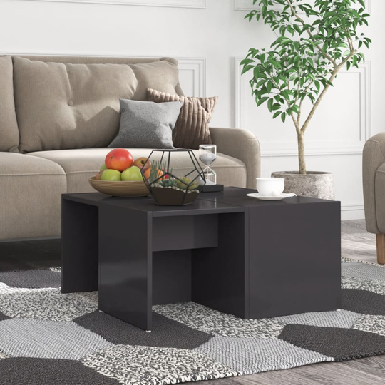 vidaXL Sohvapöydät 4 kpl korkeakiilto harmaa 33x33x33 cm lastulevy