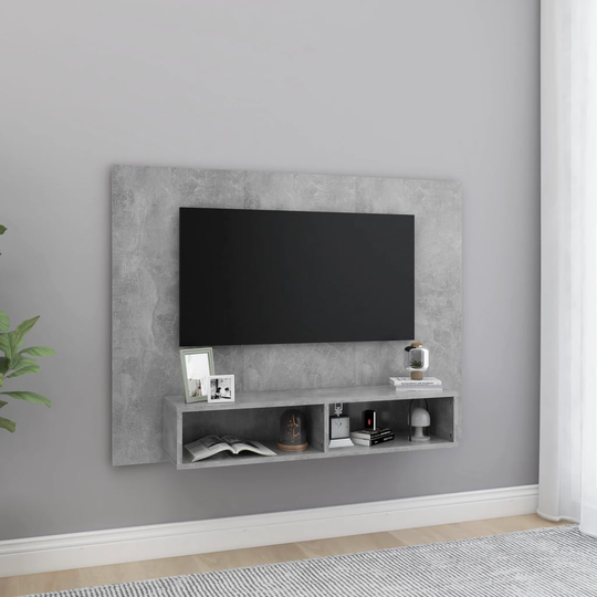 vidaXL TV-taso seinälle betoninharmaa 120x23,5x90 cm lastulevy