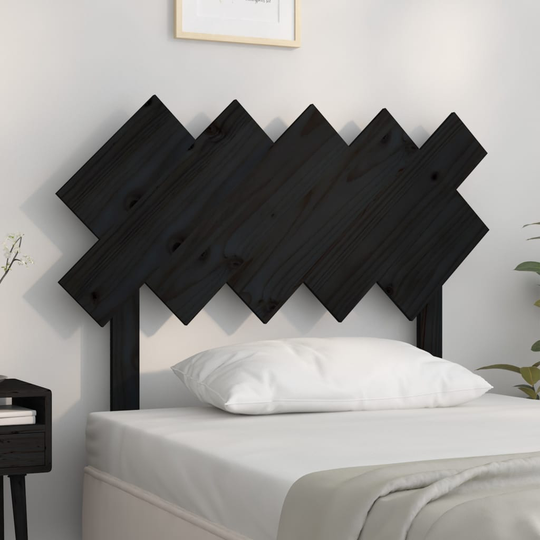 vidaXL Sängynpääty musta 104x3x80,5 cm täysi mänty