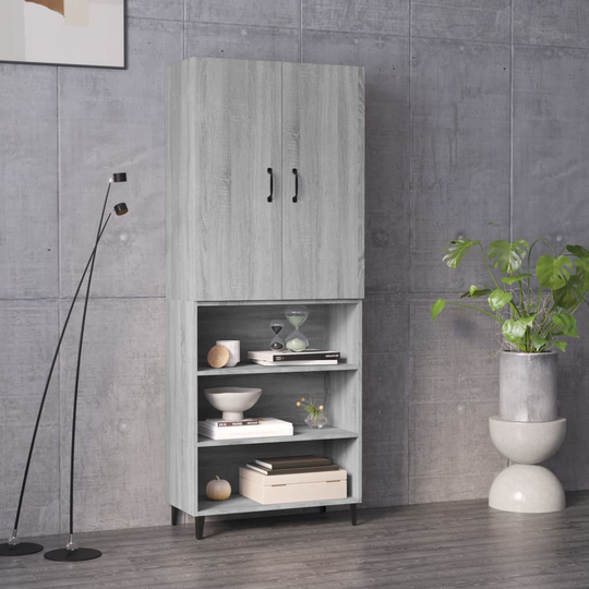vidaXL Kaappi harmaa Sonoma 69,5x32,5x180 cm tekninen puu