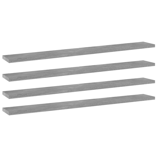 vidaXL Kirjahyllytasot 4 kpl betoninharmaa 80x10x1,5 cm lastulevy
