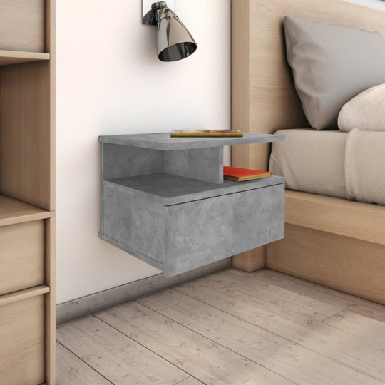 vidaXL Kelluva yöpöytä betoninharmaa 40x31x27 cm lastulevy