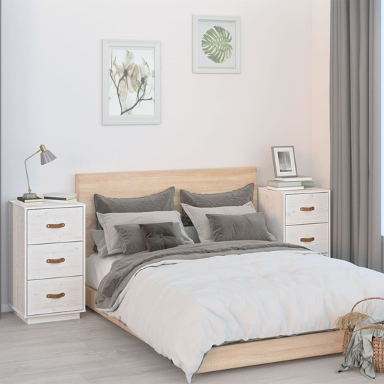 vidaXL Yöpöydät 2 kpl valkoinen 40x40x75 cm täysi mänty