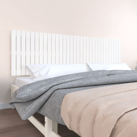 vidaXL Sängynpääty seinälle valkoinen 204x3x60 cm täysi mänty