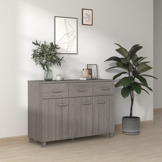 vidaXL Sivupöytä HAMAR vaaleanharmaa 113x40x80 cm täysi mänty