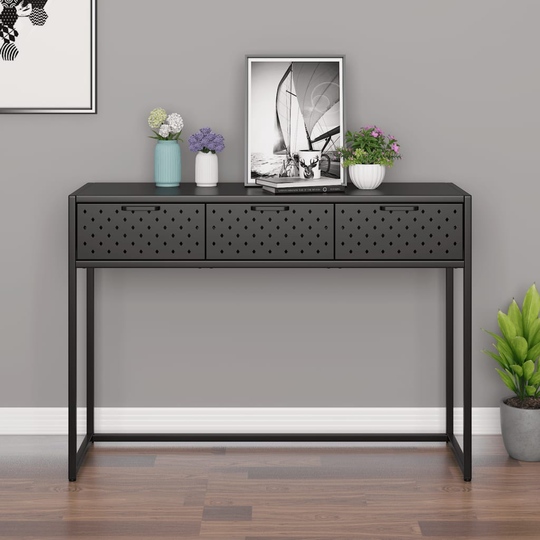 vidaXL Konsolipöytä antrasiitti 106x35x75 cm teräs