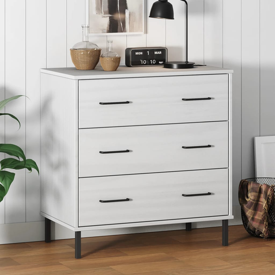 vidaXL Senkki 3 laatikolla valkoinen 77x40x79,5 cm täyspuu OSLO