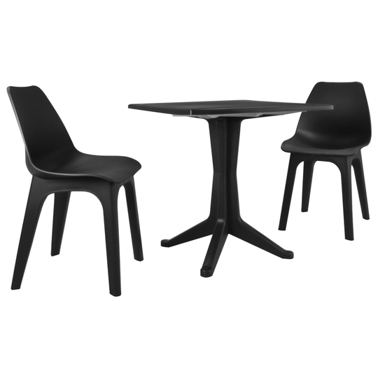vidaXL 3-osainen Bistrosarja muovi antrasiitti