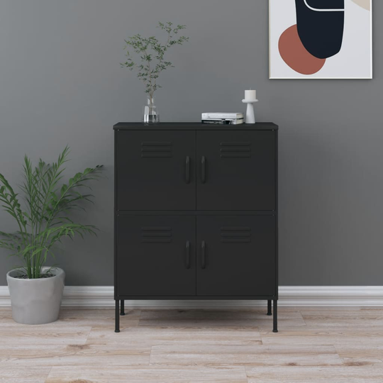 vidaXL Varastokaappi musta 80x35x101,5 cm teräs