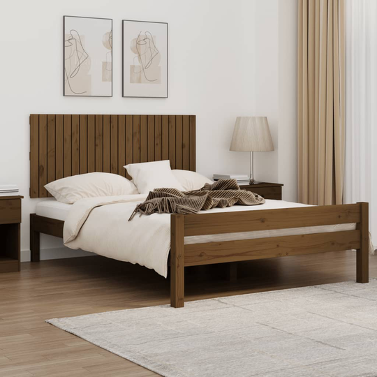 vidaXL Sängynpääty seinälle hunajanruskea 140x3x60 cm täysi mänty