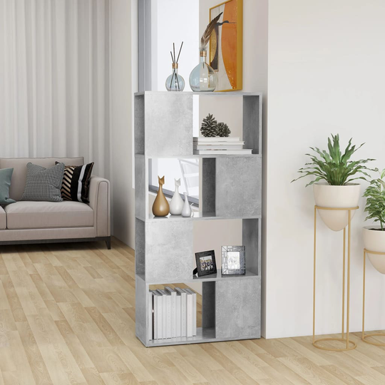 vidaXL Kirjahylly/tilanjakaja betoninharmaa 60x24x124,5 cm