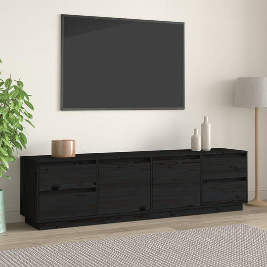 vidaXL TV-taso musta 176x37x47,5 cm täysi mänty