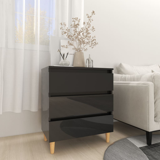vidaXL Senkki korkeakiilto musta 60x35x69 cm lastulevy