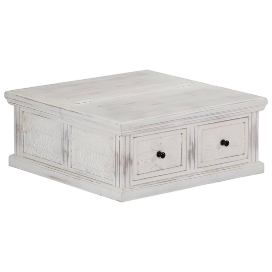 vidaXL Sohvapöytä valkoinen 70x70x30 cm täysi mangopuu