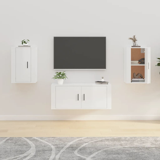 vidaXL Seinäkiinnitettävät TV-tasot 2kpl kork.kiilto valk 40x34,5x60cm