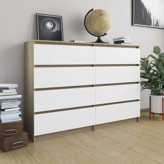 vidaXL Senkki valkoinen ja Sonoma-tammi 140x35x99 cm lastulevy