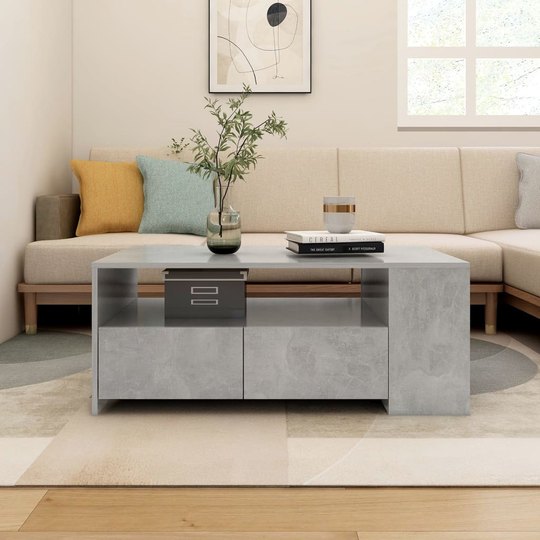 vidaXL Sohvapöytä betoninharmaa 102x55x42 cm tekninen puu