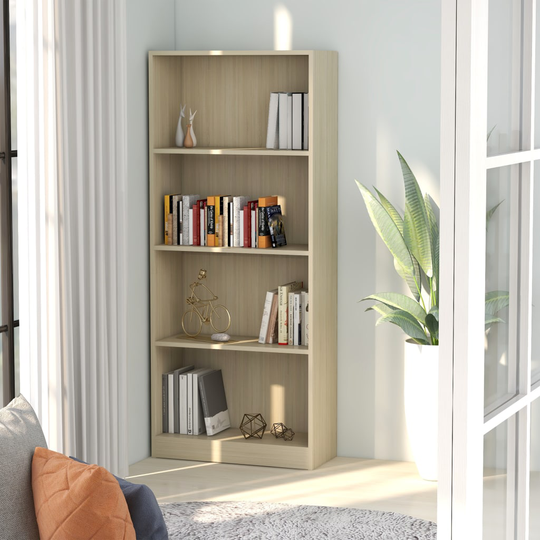 vidaXL 4-tasoinen kirjahylly Sonoma-tammi 60x24x142 cm lastulevy