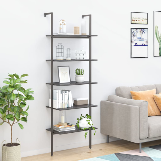 vidaXL 5-kerroksinen kalteva hylly musta 64x35x185 cm