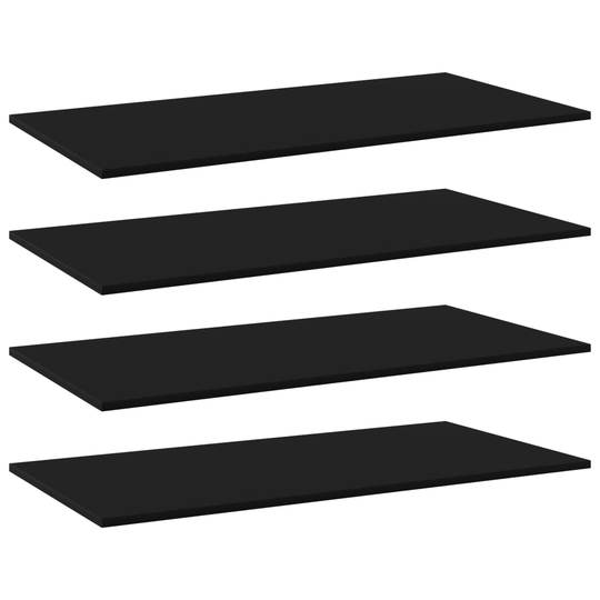 vidaXL Kirjahyllytasot 4 kpl musta 100x50x1,5 cm lastulevy
