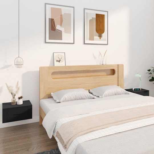 vidaXL Seinäkiinnitettävät yöpöydät 2 kpl musta 50x36x25 cm