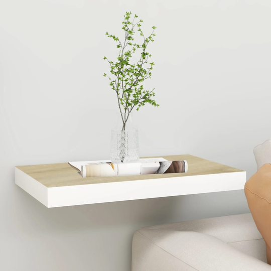 vidaXL Kelluva seinähylly tammi ja valkoinen 40x23x3,8 cm MDF