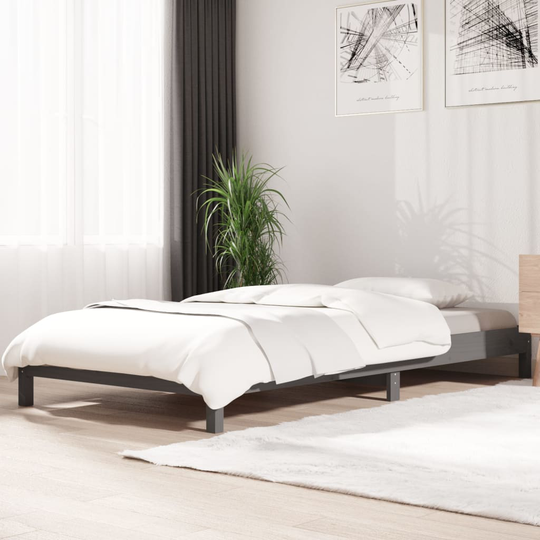 vidaXL Pinottava sänky harmaa 75x190 cm täysi mänty