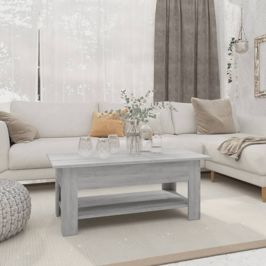 vidaXL Sohvapöytä harmaa Sonoma 102x55x42 cm lastulevy