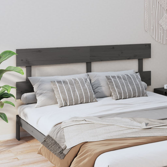 vidaXL Sängynpääty harmaa 184x3x81 cm täysi mänty