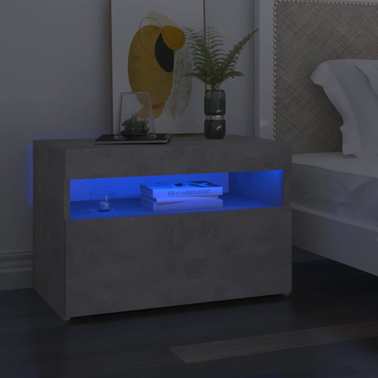 vidaXL Yöpöytä LED-valoilla betoninharmaa 60x35x40 cm