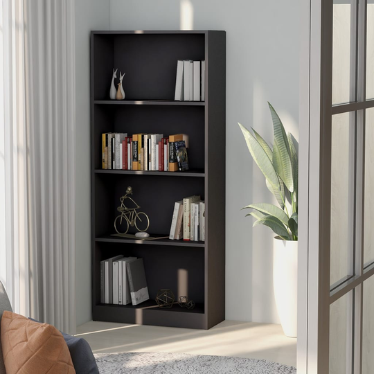 vidaXL 4-tasoinen kirjahylly harmaa 60x24x142 cm lastulevy