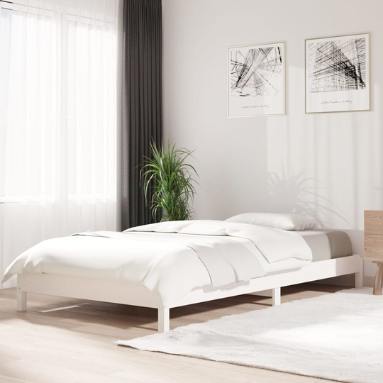 vidaXL Pinottava sänky valkoinen 100x200 cm täysi mänty