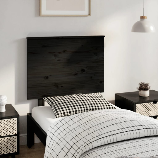 vidaXL Sängynpääty musta 79x6x82,5 cm täysi mänty