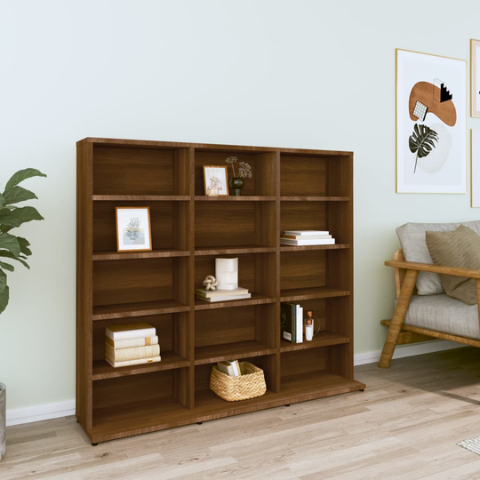 vidaXL CD-hylly ruskea tammi 102x23x89,5 cm tekninen puu