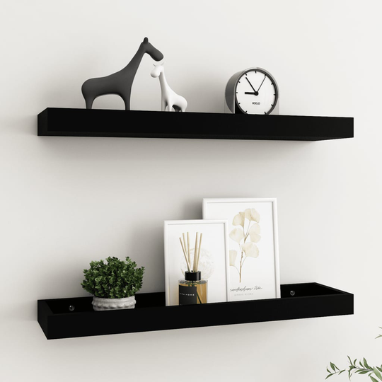 vidaXL Loggia seinähyllyt 2 kpl musta 60x15x4 cm MDF
