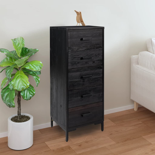 vidaXL Lipasto musta 42x35x110 cm kierrätetty täysi mänty