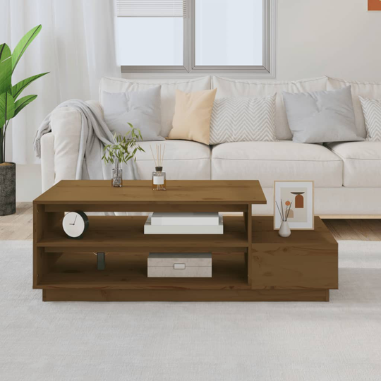 vidaXL Sohvapöytä hunajanruskea 120x50x40,5 cm täysi mänty