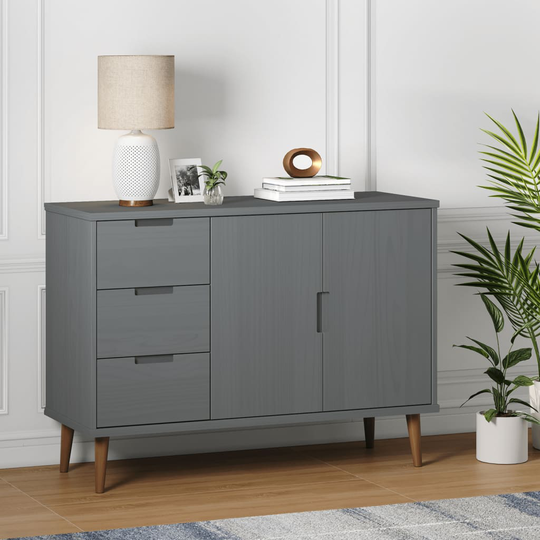 vidaXL Sivupöytä MOLDE harmaa 113x40x80 cm täysi mänty