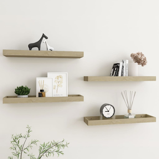 vidaXL Loggia seinähyllyt 4 kpl tammi 60x15x4 cm MDF