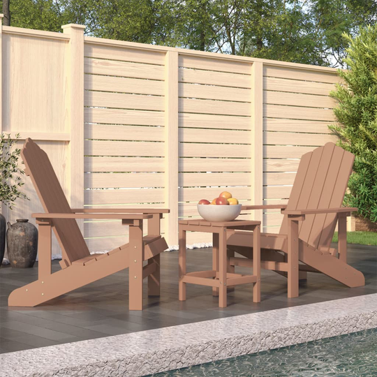 vidaXL Adirondack puutarhatuolit pöydällä HDPE ruskea