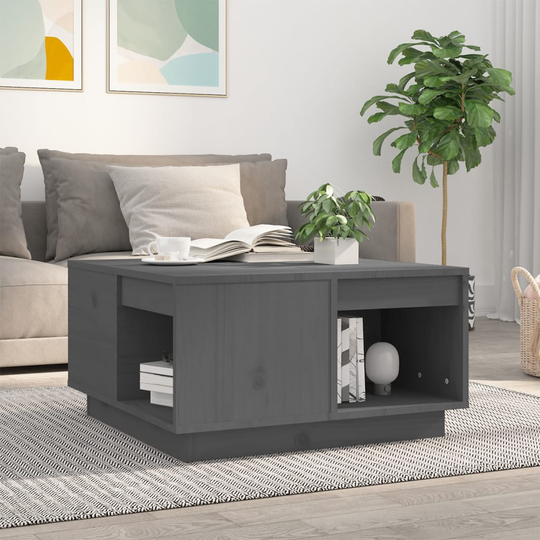 vidaXL Sohvapöytä harmaa 60x61x32,5 cm täysi mänty