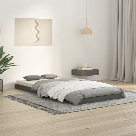 vidaXL Sängynrunko harmaa 90x200 cm täysi mänty