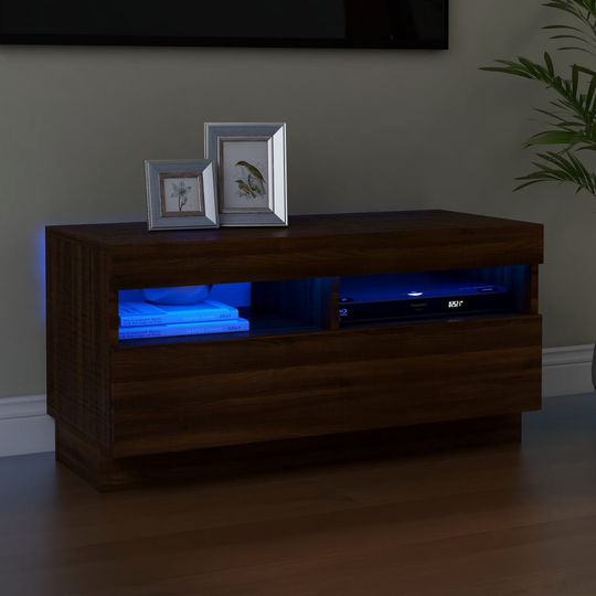 vidaXL TV-taso LED-valoilla ruskea tammi 80x35x40 cm