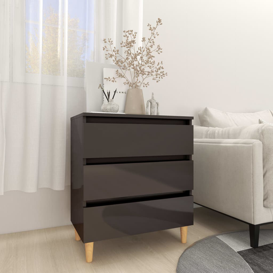 vidaXL Senkki korkeakiilto harmaa 60x35x69 cm lastulevy