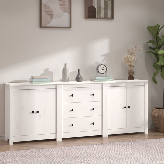 vidaXL Senkki valkoinen 210x35x80 cm täysi mänty