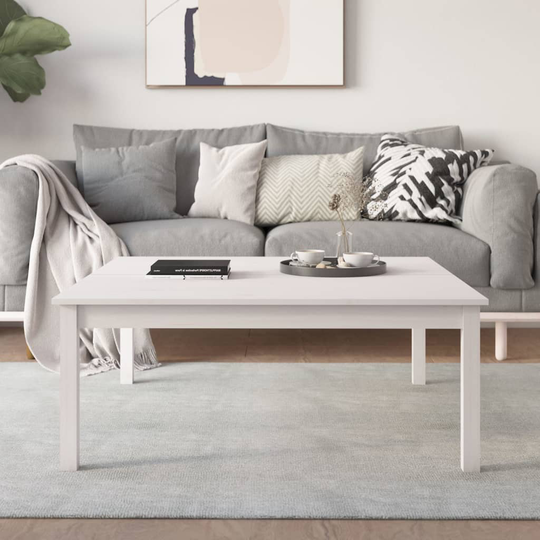 vidaXL Sohvapöytä valkoinen 100x100x40 cm täysi mänty