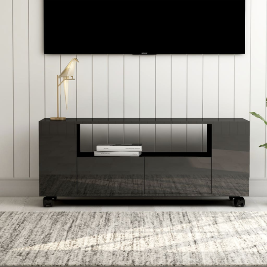 vidaXL TV-taso korkeakiilto harmaa 120x35x48 cm tekninen puu