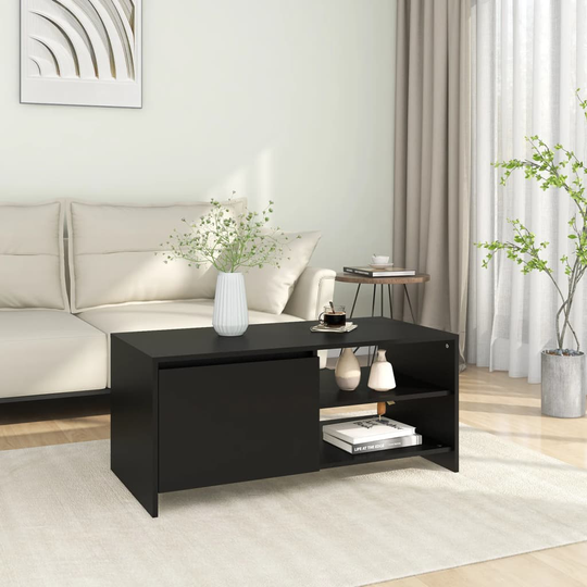 vidaXL Sohvapöytä musta 102x50x45 cm tekninen puu