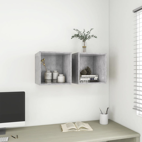 vidaXL Seinäkaapit 2 kpl betoninharmaa 37x37x37 cm lastulevy